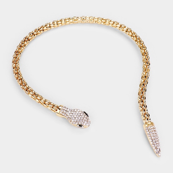 Gold Cz Diamond-cut Snake Collar Necklace - Picture 2 of 2